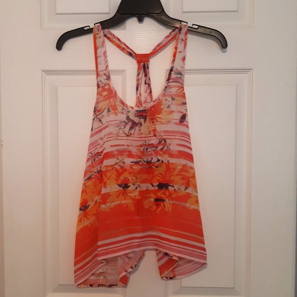 Aeropostale Sheer Summer Tropical Swing Raceback Sleeveless Blouse - Picture 1 of 5